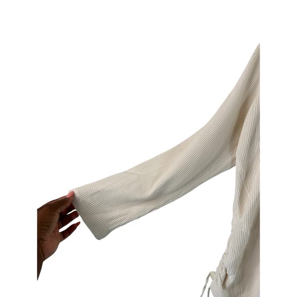 J. Jill Basic Relaxed Casual Ivory Waffle Knit Cowl Neck Long Sleeve Top Size XL - Picture 8 of 13